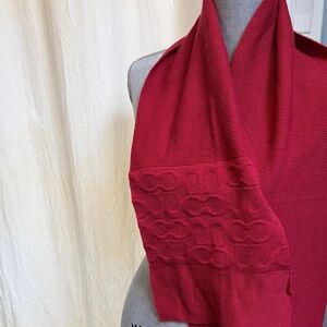 Coach Deep Red Knit Scarf